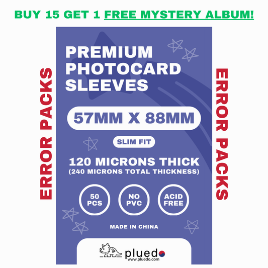 Premium Photocard Card Sleeves (50 sleeves/pack) [57mmx88mm] [Error Packs] | Get a free album!